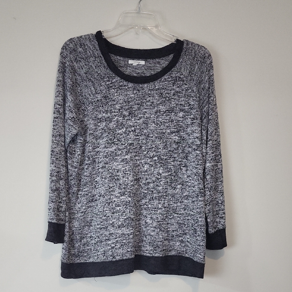 MAURICES Black White Scoop Neck Rayon Blend Lightweight Pullover Sweater